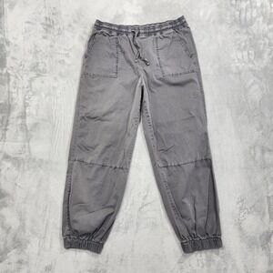 SO Pants Womens L Juniors Gray High Rise Pull On Utility Jogger Cuffed Casual
